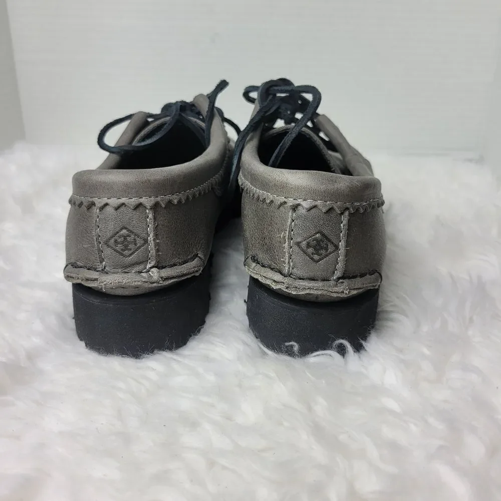 Quoddy Maliseet Bluchers Mens Size 7 D Oxford Gray Leather Boat Shoes New